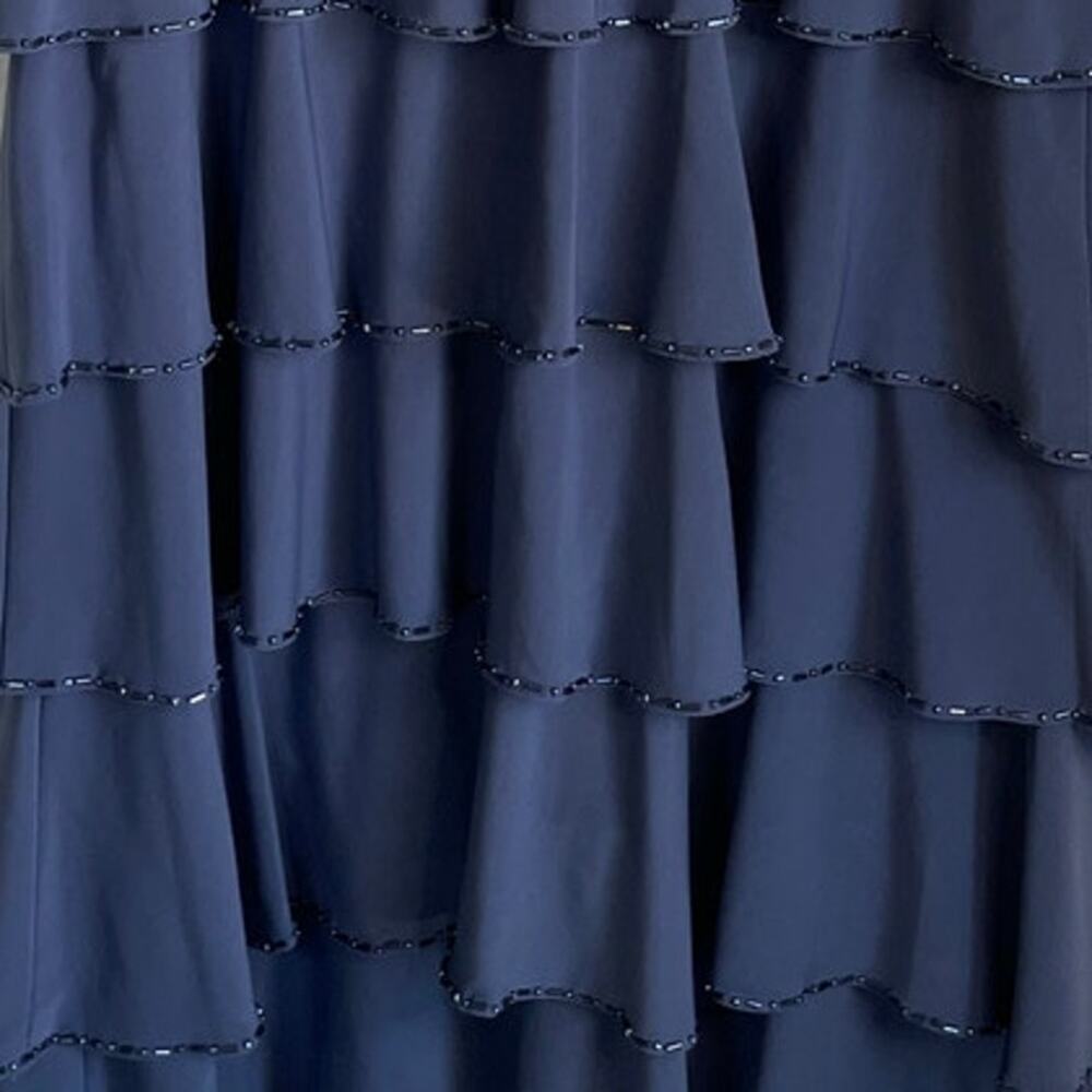 Patra Special Occasion Dress Sz 6 Blue Tiered Beaded V-Neck Sleeveless Elegant - Picture 6 of 11